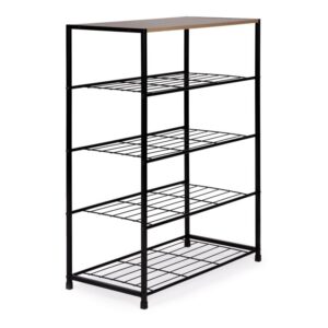 #WM-0215 Oak Metal & Wood 4 Tier Shoe Rack