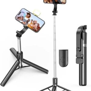 #R1S Selfie Stick with BT Selfie Remote & Mini Light