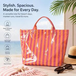#WH 11 - 25/26/27 Striped PVC Tote Bag with 8" Strap