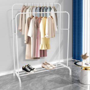 #WL 04-02 White Double Pole Clothing Rack