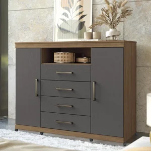 Havana Master Chest of Drawers with Wheels - Jatoba/Graphite