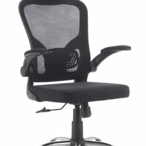 #MC100A Black Mesh Office Chair with Chrome Base, Headrest & Flip-up Armrest