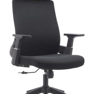 #MC052A Black Mesh Office Chair with Plastic Base & Headrest