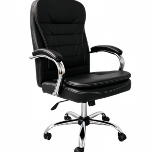 #LC033S Black Leatherette Office Chair with Chrome Base