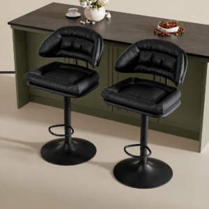 #BY006S Black Padded Leatherette Swivel Bar Stool 2PCS for $1000.00