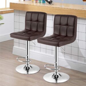 #CH 05-42 2PC Leatherette Swivel Bar Stool - Brown