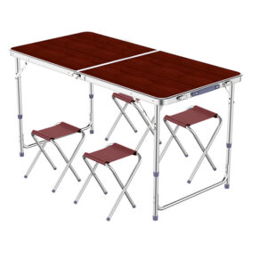 #CT-020 Brown Portable 5PC Camping Table Set