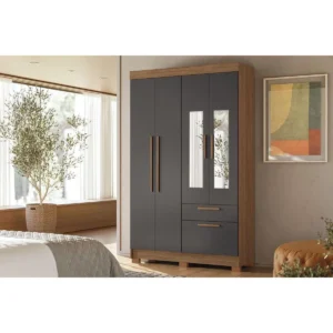 Londrina 4.2 Wardrobe with Mirror - Jatoba/Graphite Finish