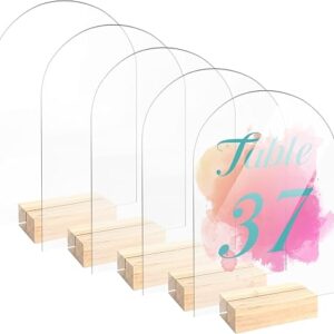 #WH 08-07 Blank Arched Acrylic Desk Sign with Wooden Stand