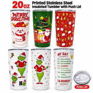 20oz Printed Insulated Christmas Tumbler Cup