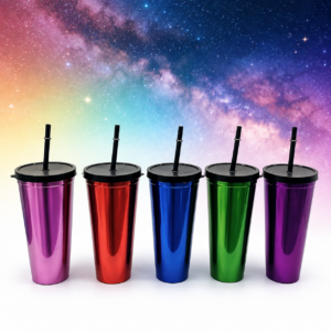 #550 Plastic 12PC 20oz Cup Set with Metallic Colour Finish