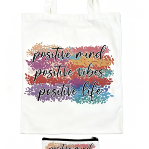 Printed Canva Tote Bag with Mini Cosmetic Pouch