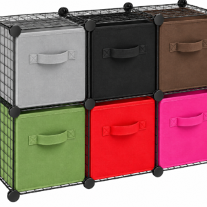 #MS 09-07 6 Cube Metal Wire Shelf with 6 Storage Bins Special