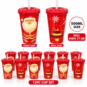 #WH 17-09 Plastic 12PC 500ml Christmas Cup Set