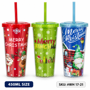 #WH 17-21 Double Wall 450ml Plastic Christmas Cup