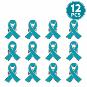#YS 05-01 Teal Ovarian Cancer Awareness Metal Ribbon Pin - 12PCS