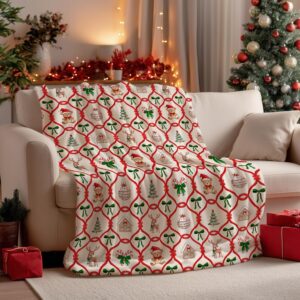 51" x 59" Christmas Themed Flannel Throw Blanket