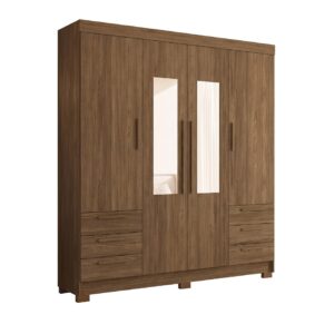 Irati 4.6 Wardrobe with Mirror- JATOBA FINISH